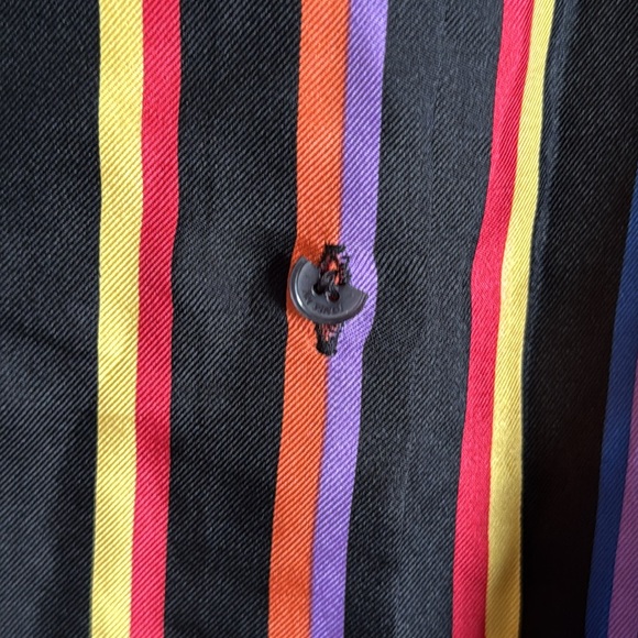 Jones New York Signature Rainbow Stripe Silk Button Up Shirt - Picture 3 of 6